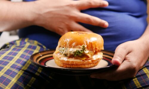 a person holding a plate with a sandwich on it